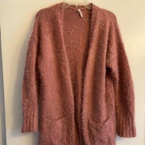 Pink Fuzzy Cardigan Sweater